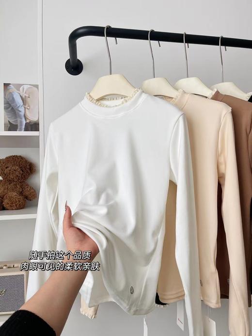 D121801秋冬叠穿爱好者一体绒花边蕾丝衫打底衫 商品图0