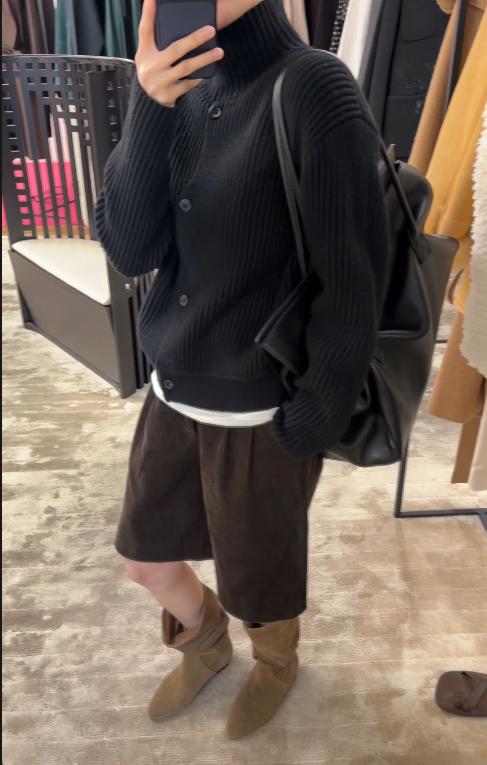 THESOONG"自洽悦己"纯羊毛软糯立体坑条肌理半高领毛衣外套Y8415 商品图1