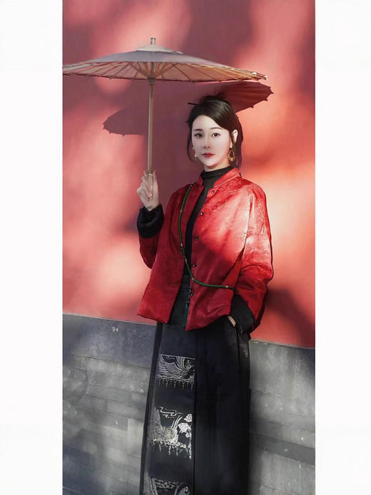 【复古老钱风！双面双立领外套】新款中式加棉外套 冬季新中式国风双面双穿立领提花上衣 复古老钱风加棉外套 商品图4