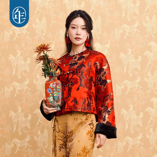 徐悲鸿联名年衣童装加绒唐装汉服冬季款儿童中式大展鸿图中式外套 商品图7