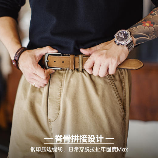 马登工装美式复古酋长皮带头层牛皮腰带单针扣头真皮裤腰带男款 商品图2