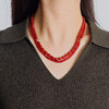 ELOANE GALLERY落岸 双层红玛瑙点缀不规则金属串珠项链ORIENT红韵系列 商品缩略图0