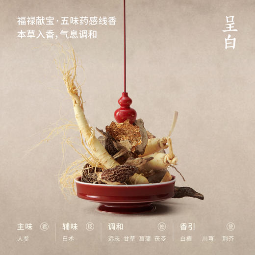 呈白  福禄献宝系列·五味·药感线香，东方非遗香氛 一炷香息 气自归拢 过一种很养人的生活 商品图2