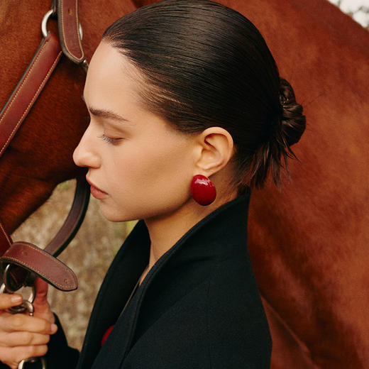 【新品上新】Mordern Art 现代艺术时期 | 星月圆形红色耳环 商品图4