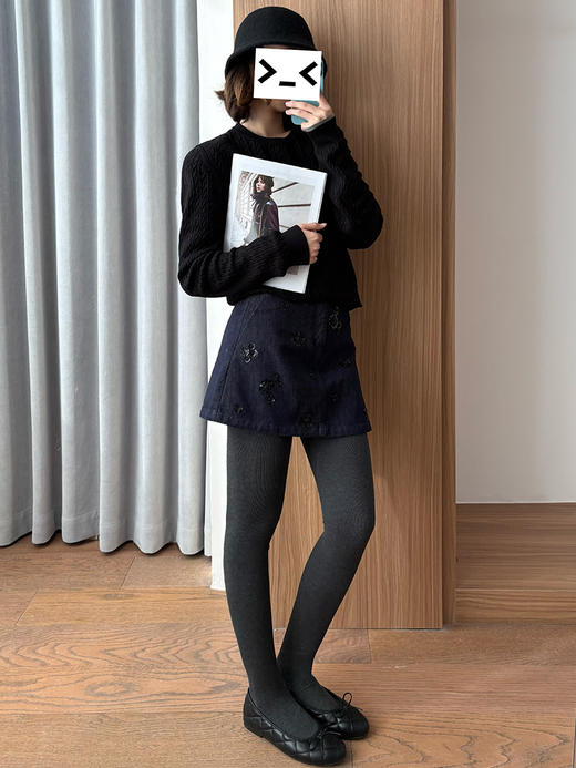 天猫同步【精致氛围感】拉夏贝尔/La Chapelle亮片花朵牛仔裙裤女设计感小众百搭通勤显瘦显高时髦短裤 商品图10