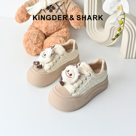 经典鲨2025冬季专柜新款玩偶挂件加绒厚底舒适面包鞋棉鞋女KW194-558151 商品图0
