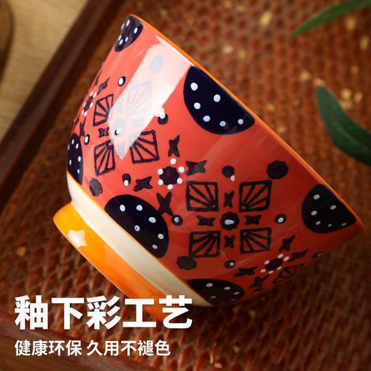 繁花釉下手绘高脚饭碗套装 商品图2