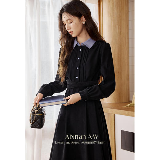 【65折秒杀】鹿向南「海蓝玫瑰」收腰衬衫连衣裙2025秋冬新款L39679 商品图2