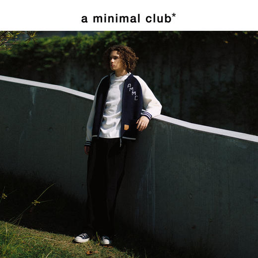 a minimal club复古撞色元宝领针织棒球服定织定染粗针冬AM5BSW01 商品图1