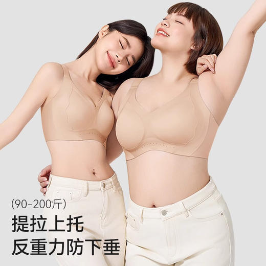 【果冻条软支撑❗️提拉上托防下垂】粉底液大码胖MM无痕内衣女无钢圈收副乳防下垂舒适聚拢文胸罩薄款。jb 商品图1