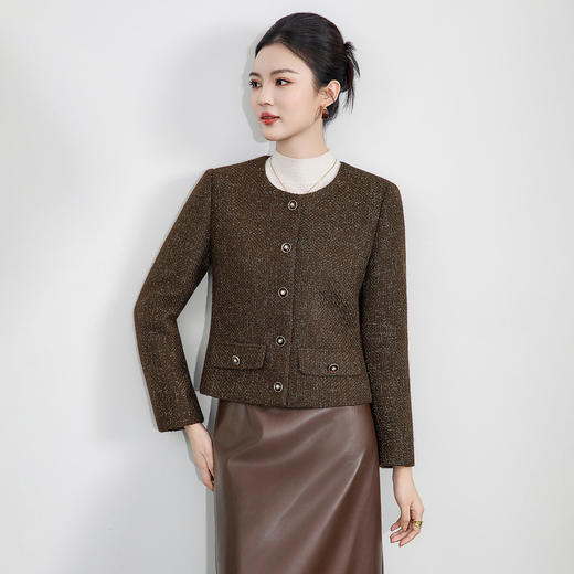 「高货wl」全新升级【铂金会员395/天猫529/差价134】(05914)洛诗琳复古小香风外套2025冬季亮丝编织粗花呢短外套女 商品图1