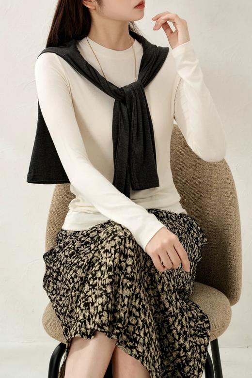 D121823云感"桑蚕丝山羊绒圆领百搭长袖云朵T恤 商品图10