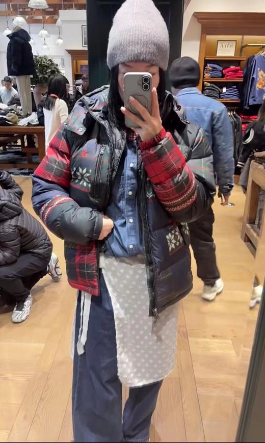 D121813新款圣诞拼色连帽可拆卸羽绒服外套男女同款 商品图11