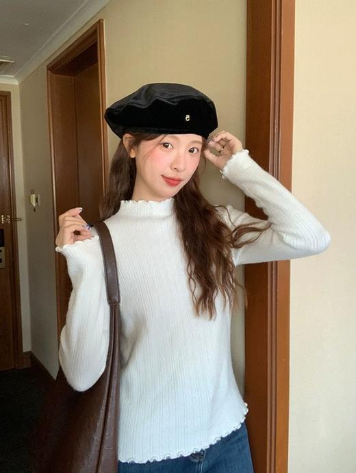 <曾小咸推荐> 半高领木耳边水貂绒针织衫 日常129/件 活动价69.99！！【预售款，预计3-15天发货】 商品图1