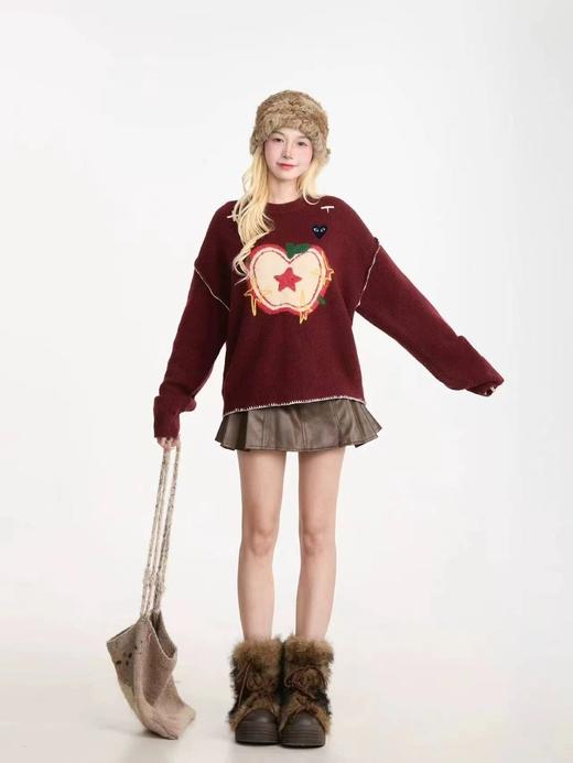 D121825童趣感基础圆领设计套头针织毛衣女 商品图2