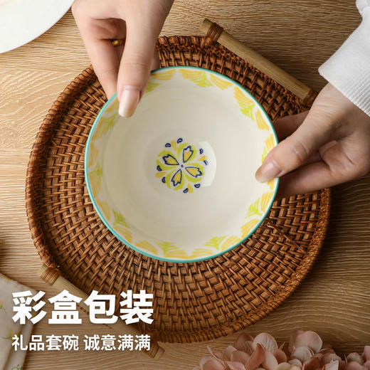 繁花釉下手绘高脚饭碗套装 商品图3