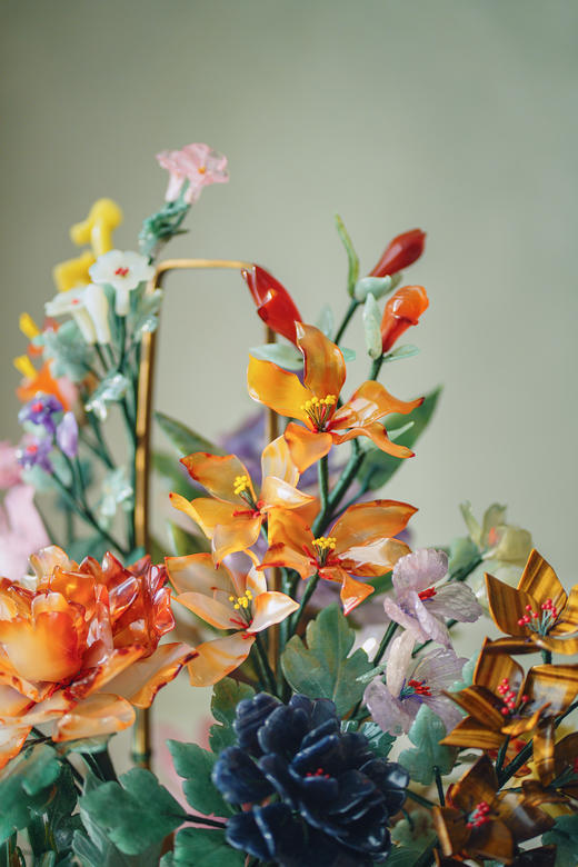 【已售】独角鹿西洋古董20世纪中国出品传统东方花卉纹景泰蓝盆装饰「春色满园」珍宝像生盆景 商品图3