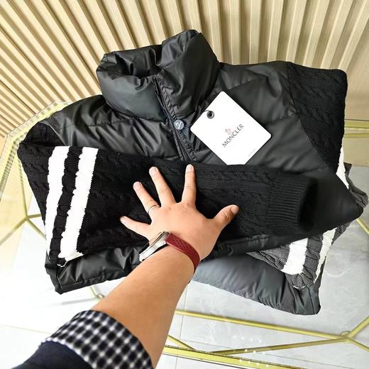 D121807新款男士手臂条纹针织拼接立领棉服外套 商品图1