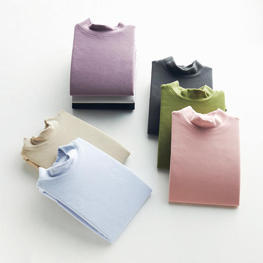 【德绒半高领打底衫】德绒无痕保暖，代替臃肿老气的秋衣！高弹舒适，轻盈贴身！加厚双面磨毛，软糯恒温！实现一衣多搭巨省事！【NG-J】 商品图1