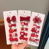 【新年红可爱儿童蝴蝶结发夹】女童花朵卡通侧边夹 宝宝过年鸭嘴夹头饰 商品缩略图2