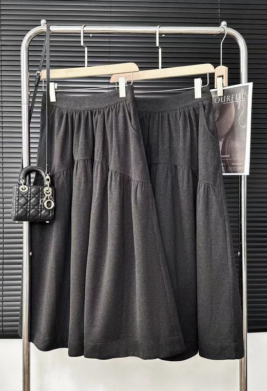 D121811冬季新款简约抽褶A字半身裙软糯百搭显瘦长裙 商品图9
