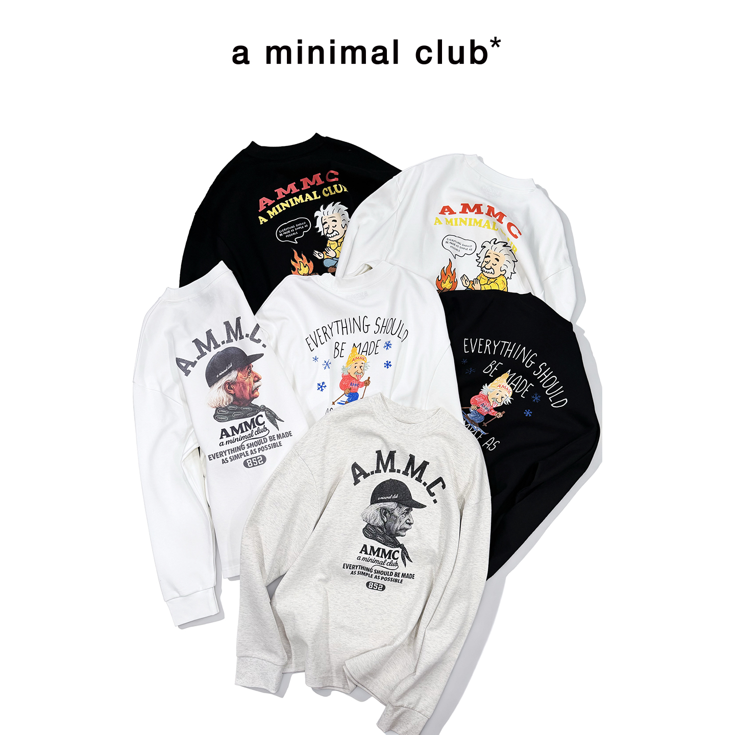 a minimal club印花磨毛长袖T恤【远红外发热】抑菌防螨AM5BTL08-10