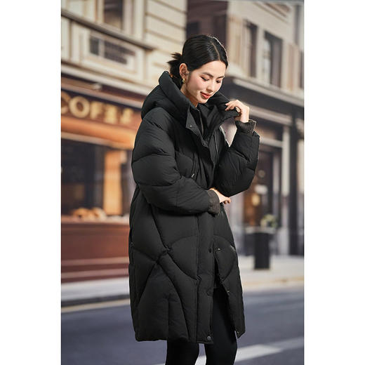 「高货kbnq」全新升级【铂金会员873/天猫1179/差价306】(12309)洛诗琳高级感韩版连帽羽绒服2025冬季加厚中长款面包服 商品图2
