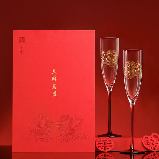 敦煌研究院 【赋良缘龙凤高脚杯礼盒】 红酒杯敬酒杯文创订婚结婚礼物 商品图4