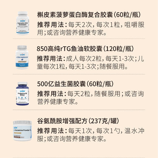 高敏膀胱综合营养组合30天（槲皮素60粒*1瓶，鱼油120粒*1瓶，益生菌60粒*1，谷氨酰胺*2） 商品图1