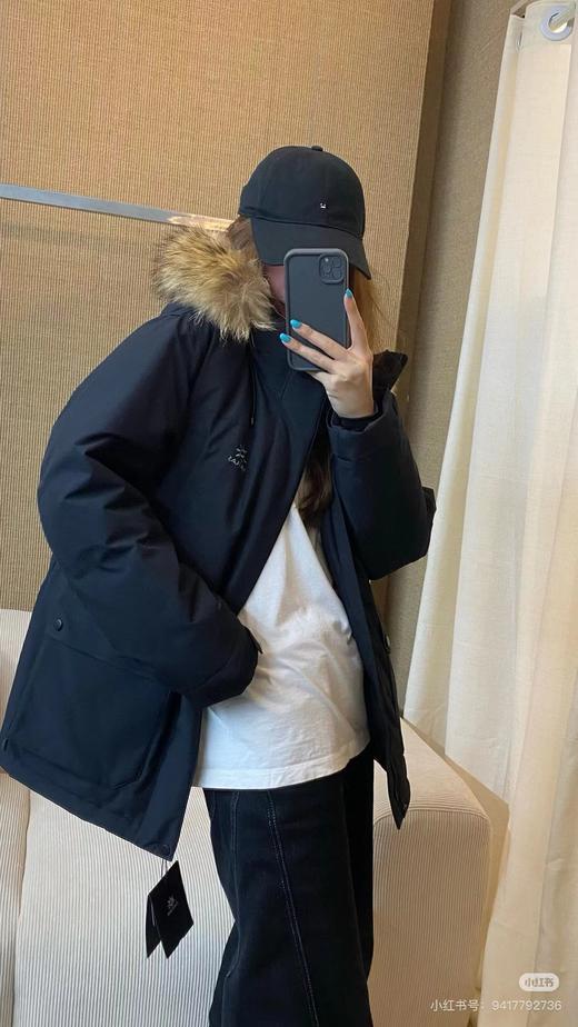 D121802加厚户外工装派克羽绒服中长款情侣款大毛领羽绒服 商品图10