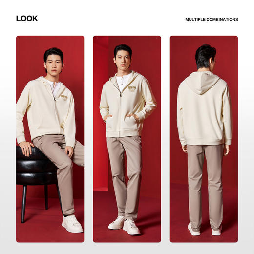 【新年系列】柒牌长袖开襟男士卫衣春季新款帽领新年图案130W70110 商品图2