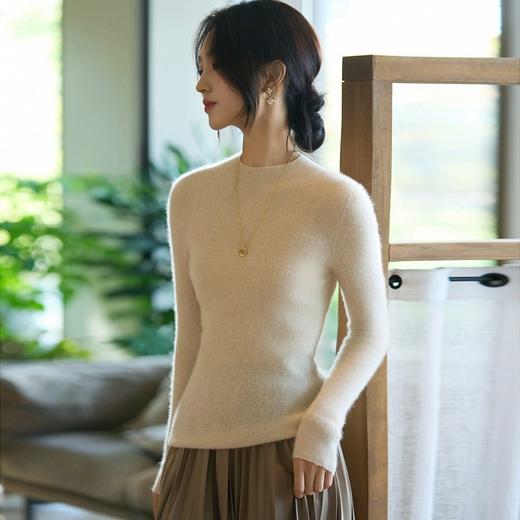 「自」全新升级【铂金会员183/天猫249/差价66】(11020)洛诗琳气质无缝羊毛衫2025秋冬金银丝半高领抽条针织毛衣女 商品图2