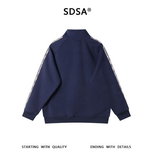 SDSA男士秋冬新款痞帅男装美式高街撞色织带拉链立领卫衣外套百搭 商品图4