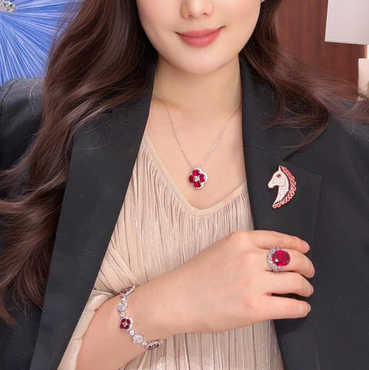 GAONAS  圣诞红 秋冬贵气百搭红色项链11791XR 商品图5