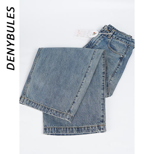 DENYBULES复古水洗松驰时髦弯刀牛仔裤 商品图3
