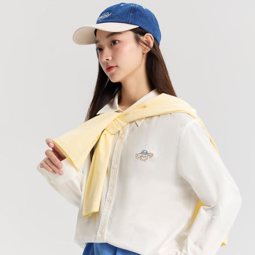 笛莎Deesha青少年女童衬衫2026春季女童百搭趣味小狗标棉布衬衫 商品图2