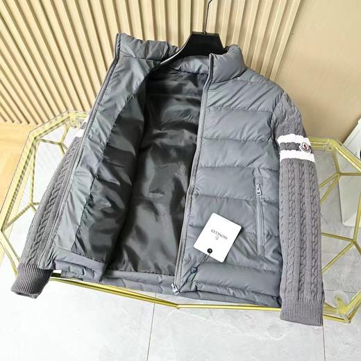 D121807新款男士手臂条纹针织拼接立领棉服外套 商品图2