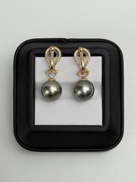 【挚友限定】(挂珠款)18K金可换珠耳夹 真科研大证 大溪地黑珍珠 商品图5