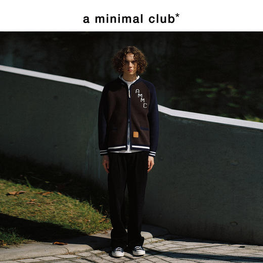 a minimal club复古撞色元宝领针织棒球服定织定染粗针冬AM5BSW01 商品图2