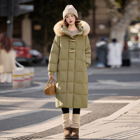 HR SYY8822休闲风长款羽绒服时尚休闲宽松保暖鸭绒服外套