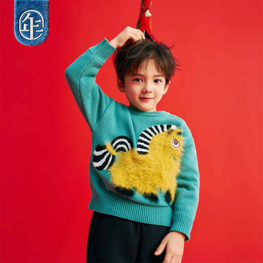 年衣童装儿童毛衣男女童冬季新款中式生肖针织衫利马向上卫衣 商品图2