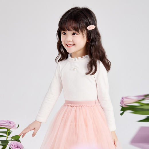 笛莎Deesha 童装女童T恤2026春新款甜美肌理针织面料百搭T恤 商品图0