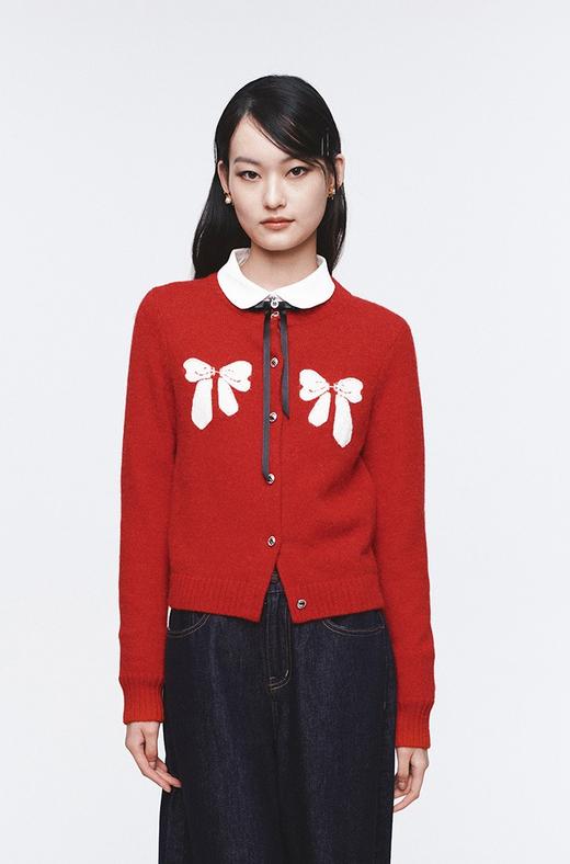 H2ESSWB037撞色蝴蝶结设计圆领针织毛衣 商品图0