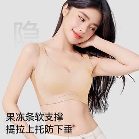 【果冻条软支撑❗️提拉上托防下垂】粉底液大码胖MM无痕内衣女无钢圈收副乳防下垂舒适聚拢文胸罩薄款。jb