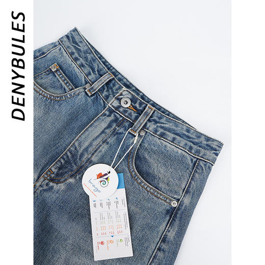DENYBULES复古水洗松驰时髦弯刀牛仔裤 商品图1