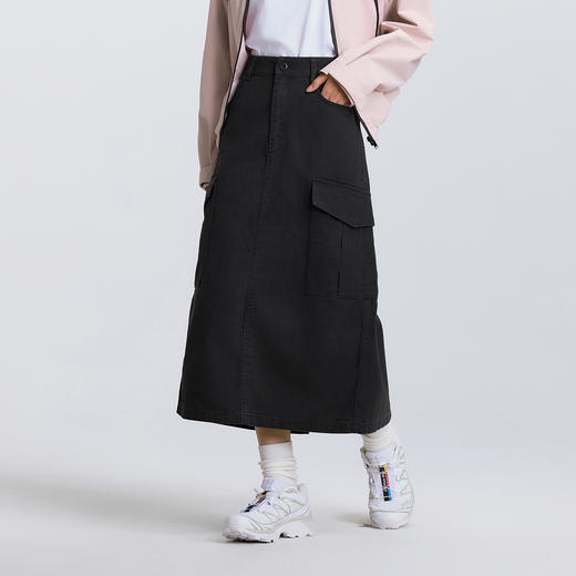 森马半身裙女春季磨毛纯色开叉直筒裙小个子简约休闲风潮酷工装裙 商品图2