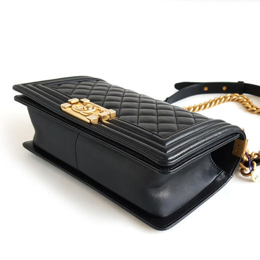 【95新】CHANEL香奈儿LeboyA67086 Y09939 94305中号黑金牛皮Leboy链条包单肩斜挎包女士 121225AK07 商品图8