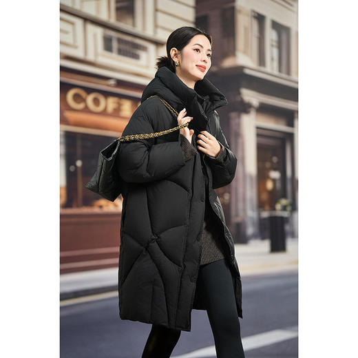 「高货kbnq」全新升级【铂金会员873/天猫1179/差价306】(12309)洛诗琳高级感韩版连帽羽绒服2025冬季加厚中长款面包服 商品图0
