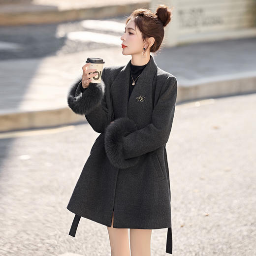 HR LDL2663知性风毛呢外套时尚气质优雅白鸭绒羽绒服 商品图3