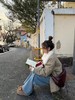 D121812冬季加绒加厚弯刀牛仔裤一字假口袋高腰显瘦阔腿牛仔裤（配腰带） 商品缩略图4